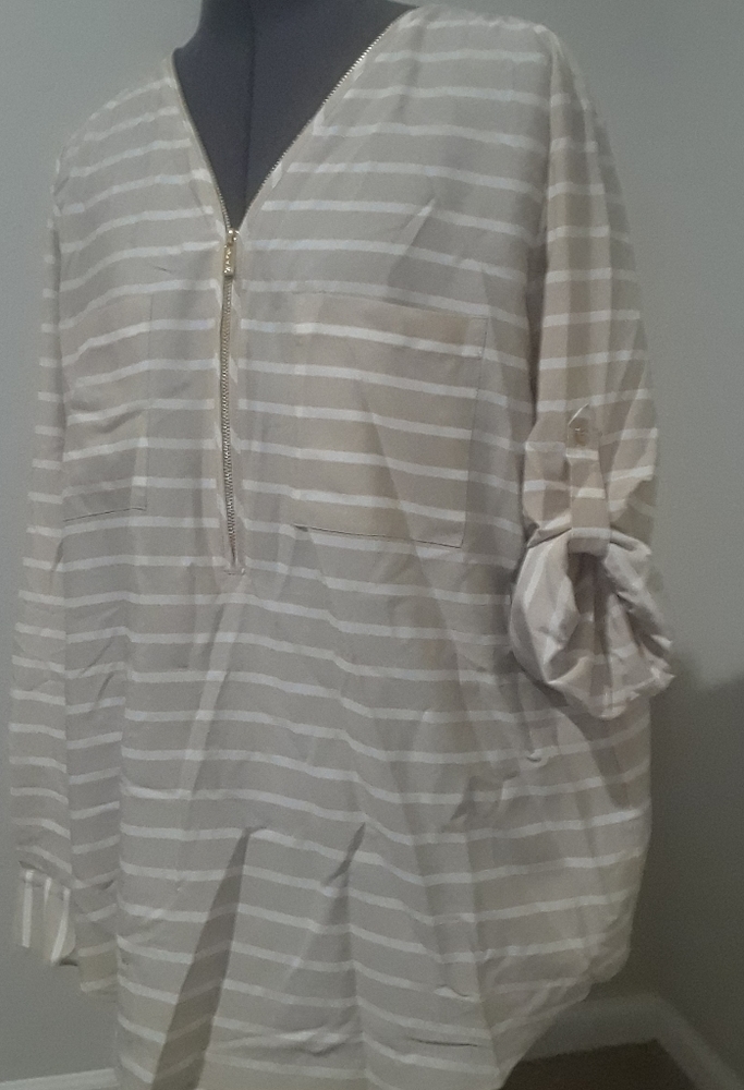 Calvin Klein Striped Tan‎ Blouse